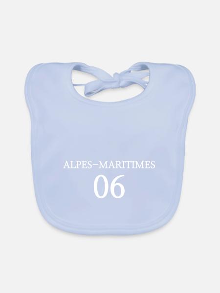 alpes maritimes 06 - Bavoir bio Bébé - bleu ciel - Devant