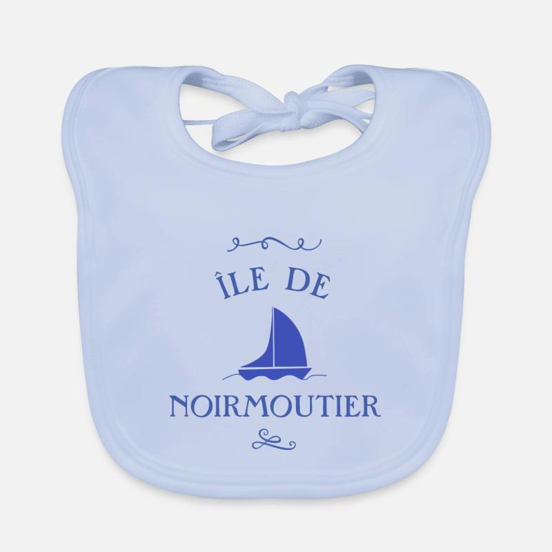 ile de noirmoutier bateau - Bavoir bio Bébé - bleu ciel