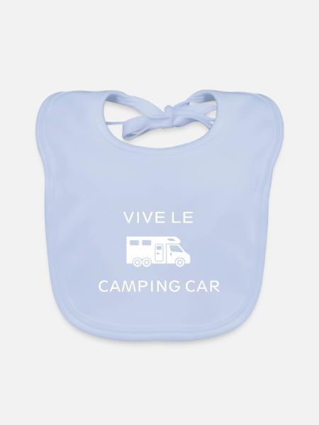 vive le camping car retraite vacances t-shirt mug - Bavoir bio Bébé - bleu ciel - Devant