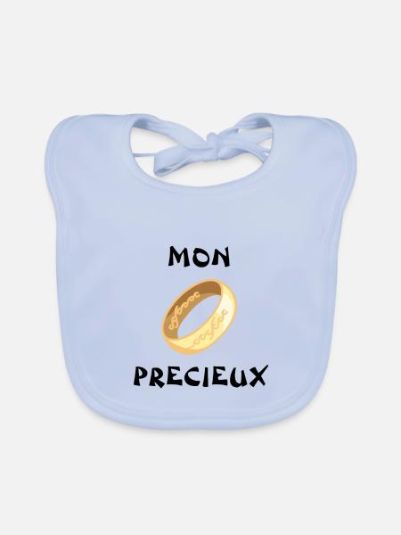 mon précieux cadeau t-shirt bague - Bavoir bio Bébé - bleu ciel - Devant