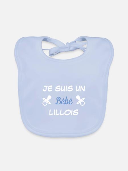 body bébé je suis un bébé lillois cadeau noel - Bavoir bio Bébé - bleu ciel - Devant