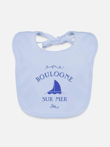 boulogne sur mer cadeau personnalisé - Bavoir bio Bébé - bleu ciel