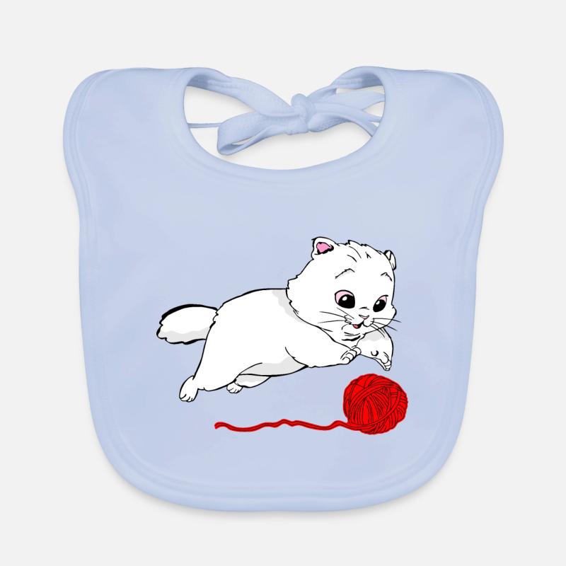 Cat and a thread ball Organic Baby Bibs