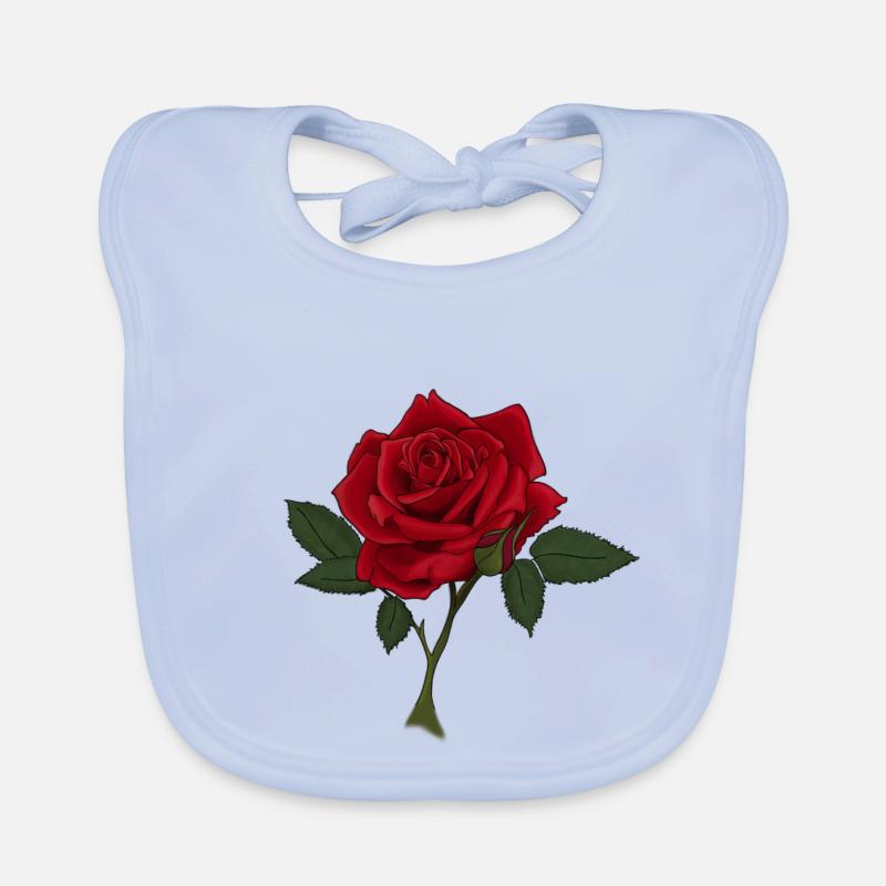 Rose - Bavoir bio Bébé - bleu ciel