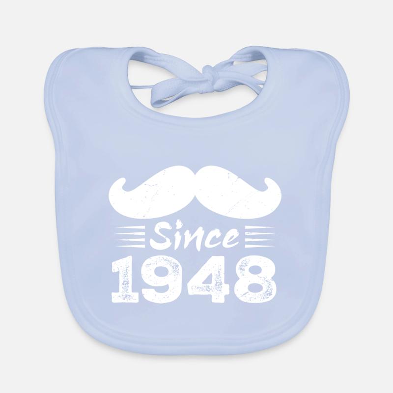 76th Birthday Gift - Vintage 1948 Mustache Organic Baby Bibs