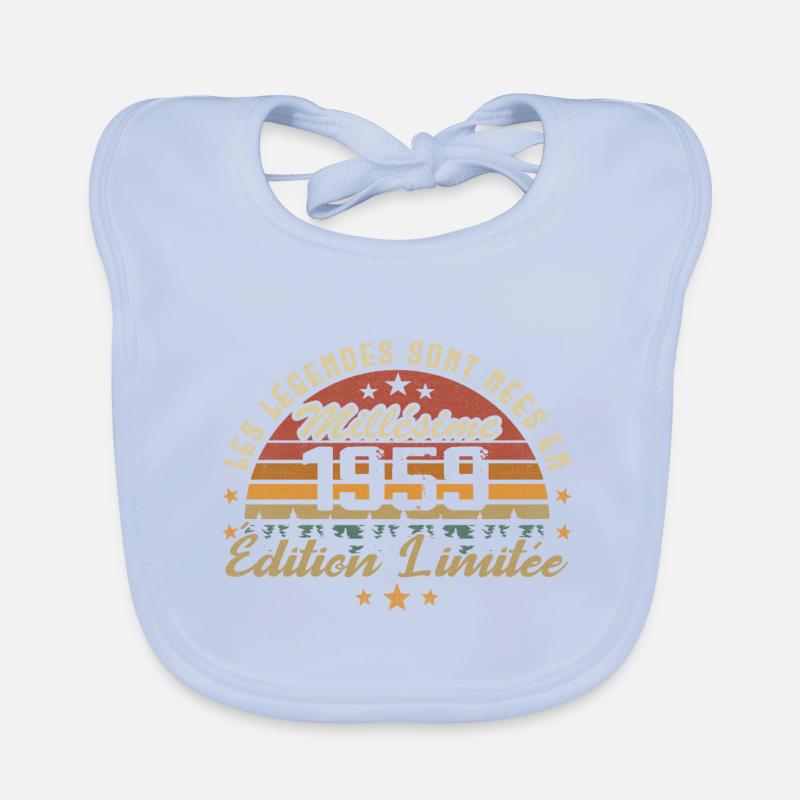 Millésime 1959 Cadeau 65e Anniversaire 65 ans - Bavoir bio Bébé - bleu ciel