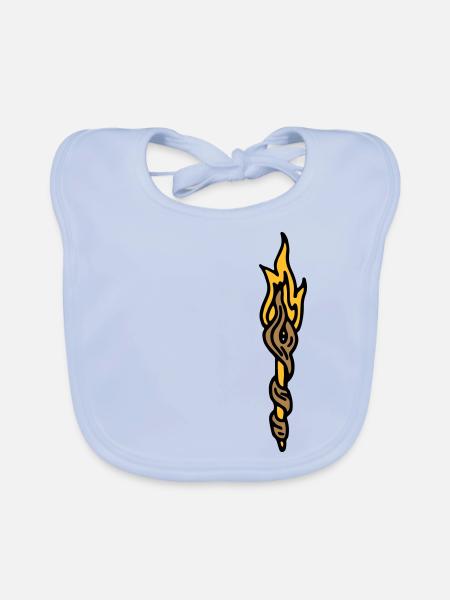 Magic wand torch wizard magic magician - Organic Baby Bibs - sky blue - Front