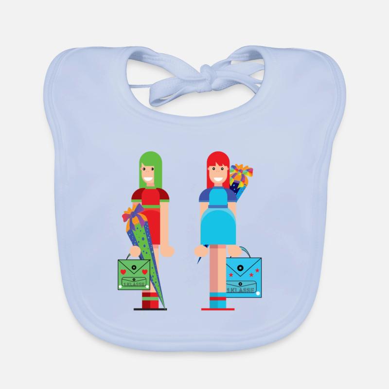 Schulkinder Einschulung Zwilinge Baby Bio-Lätzchen