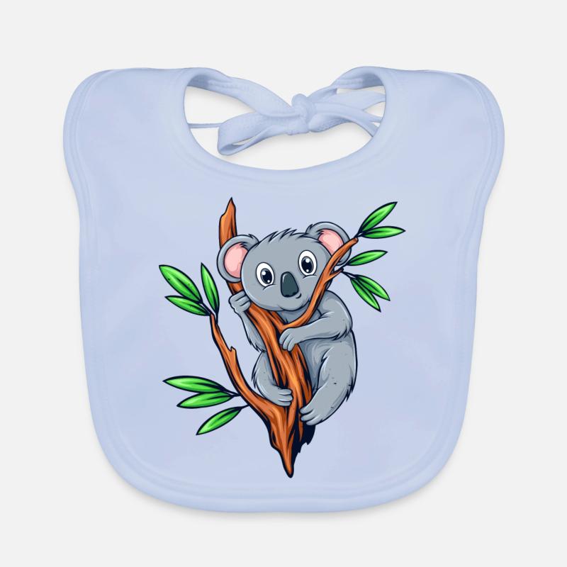 Koala ours koala bambou - Bavoir bio Bébé - bleu ciel