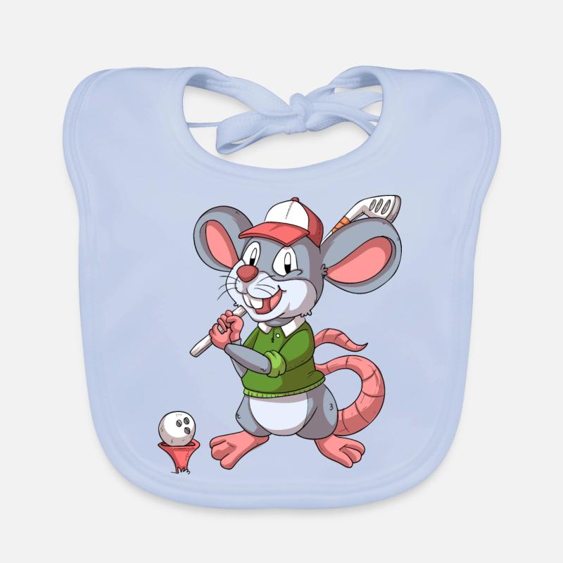 Golfer Mouse / Golfing Mouse Organic Baby Bibs