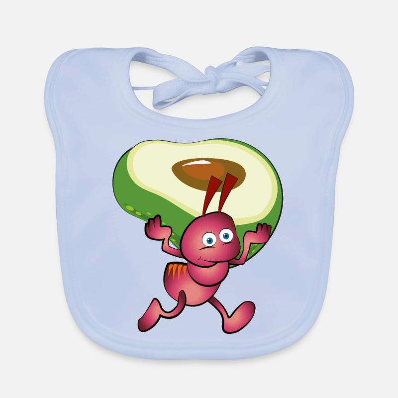 Red ant with an avocado Organic Baby Bibs