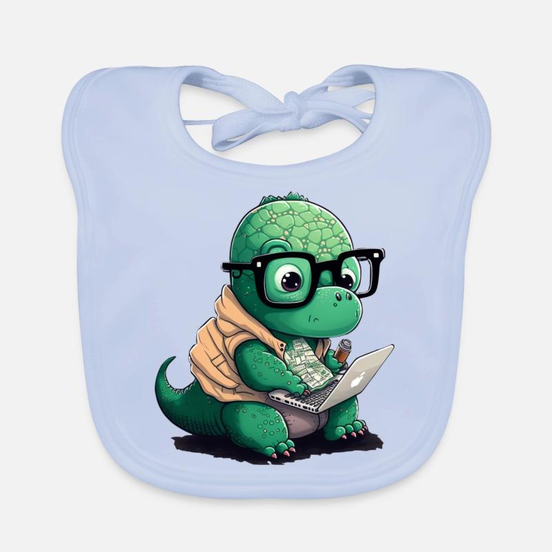 Cute Dino Who Programs Organic Baby Bibs