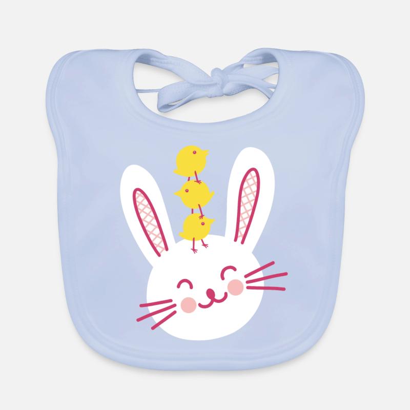 Easter Bunny and Three Cute Chicks Organic Baby Bibs