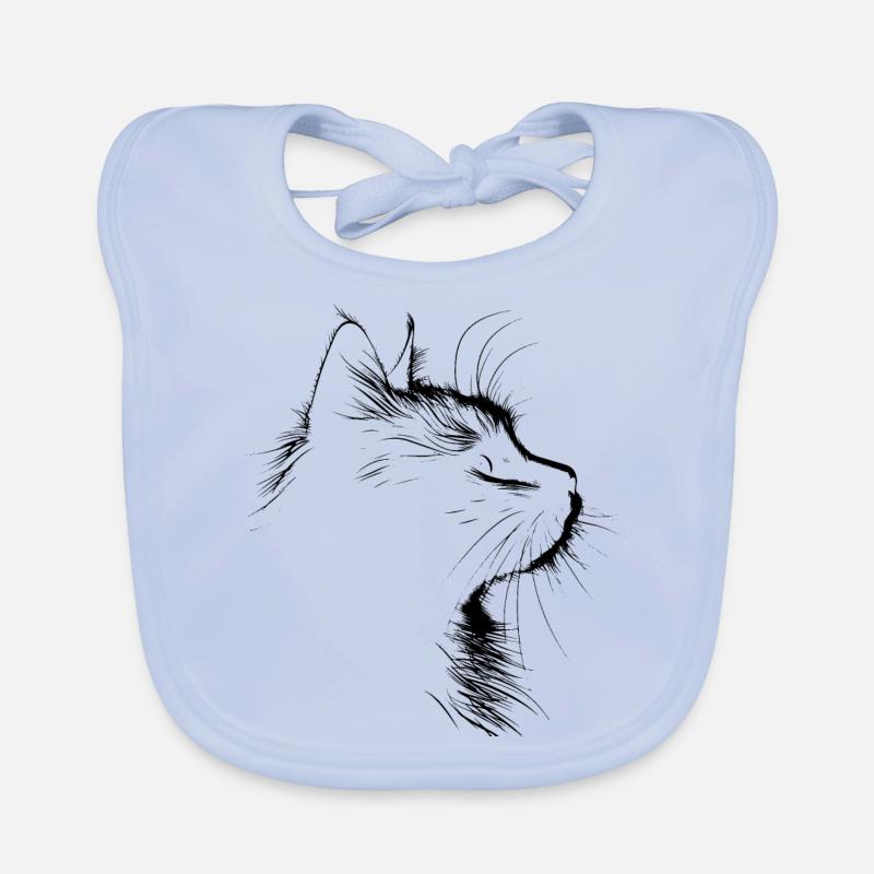 Chat, Motif De Chat, Visage De Chat - Bavoir bio Bébé - bleu ciel