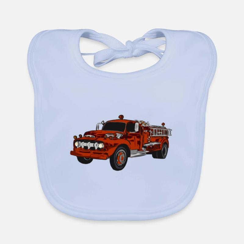 Fire Engine Firefighter Truck Organic Baby Bibs