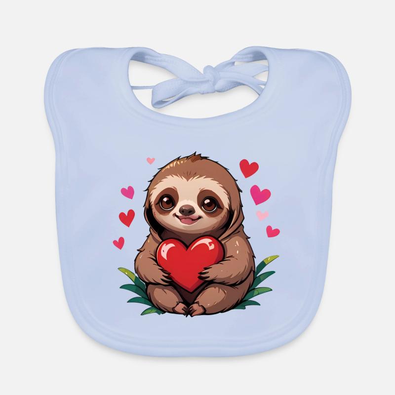 Give this cute sloth as a gift for Valentine's Day Organic Baby Bibs