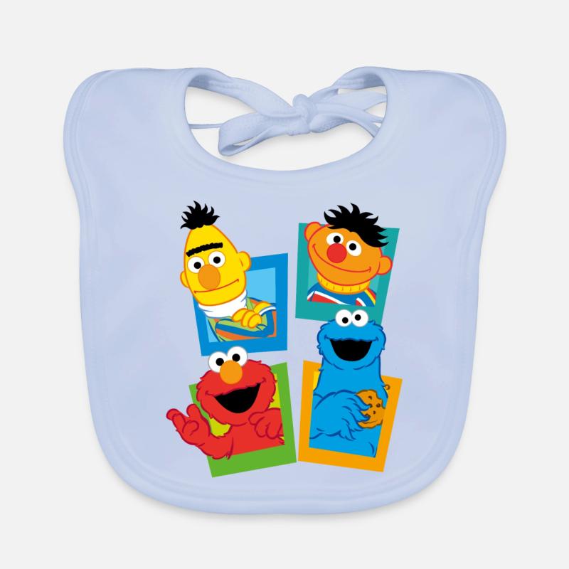 Sesamstraße Schild Ernie und Bert - Baby Bio-Lätzchen - sky Blue
