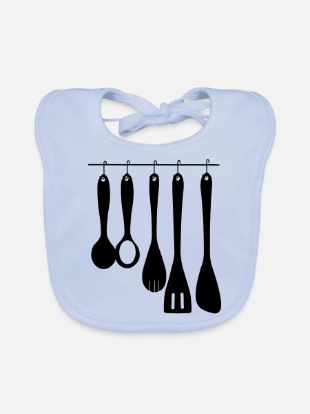Outils de cuisine - Bavoir bio Bébé - bleu ciel - Devant