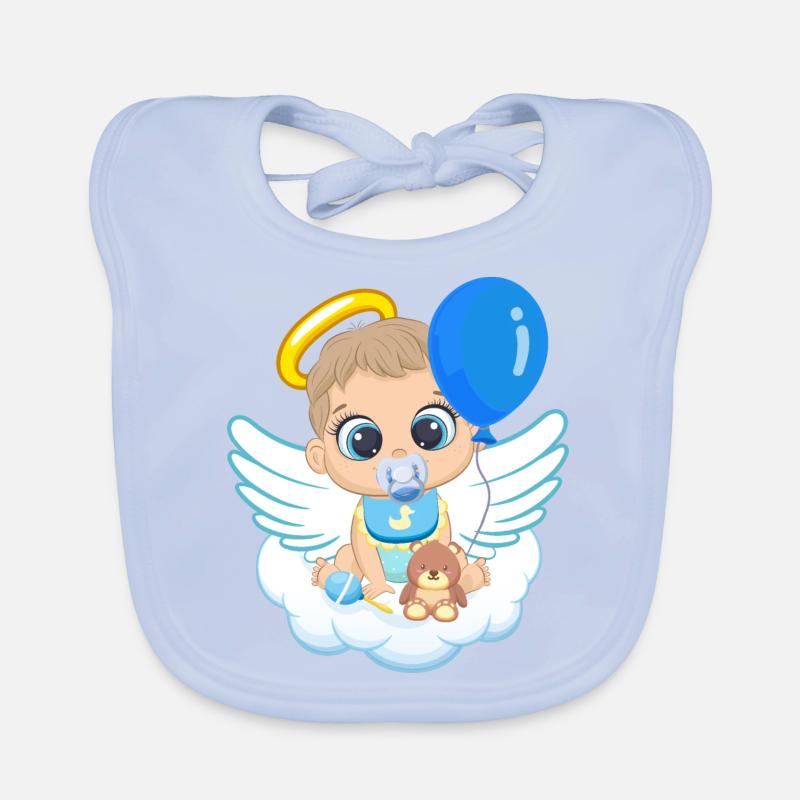 Baby Engel, Junge mit Engelsflügel, Luftballon Baby Bio-Lätzchen