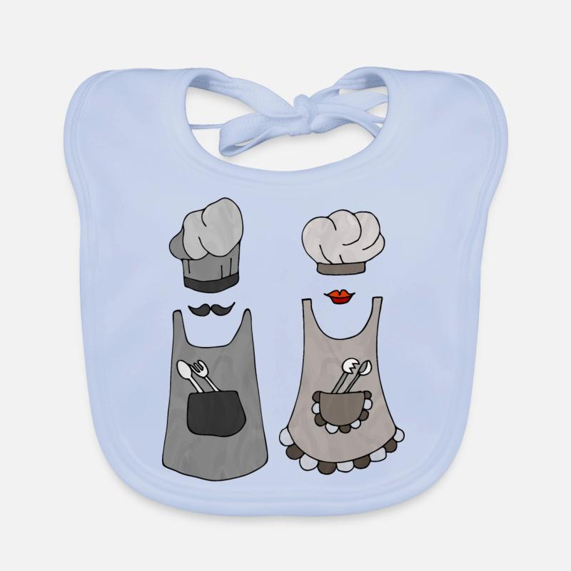 Cuisiner et cuisiner - Bavoir bio Bébé - bleu ciel
