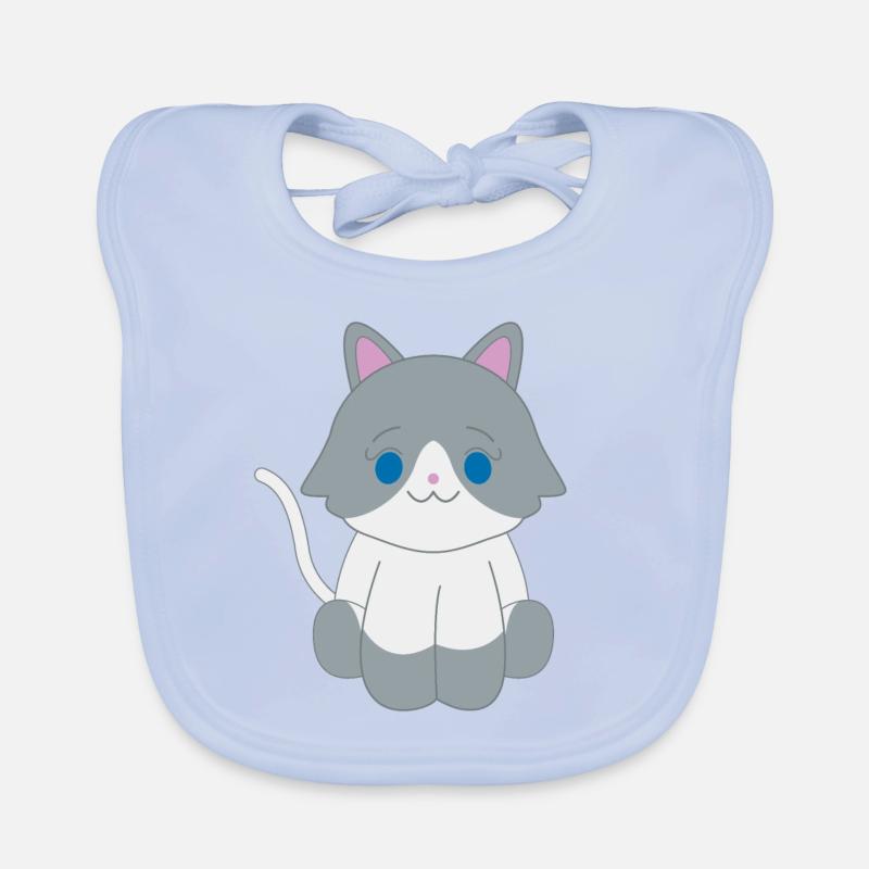 Chat gris et blanc Bavoir bio Bébé