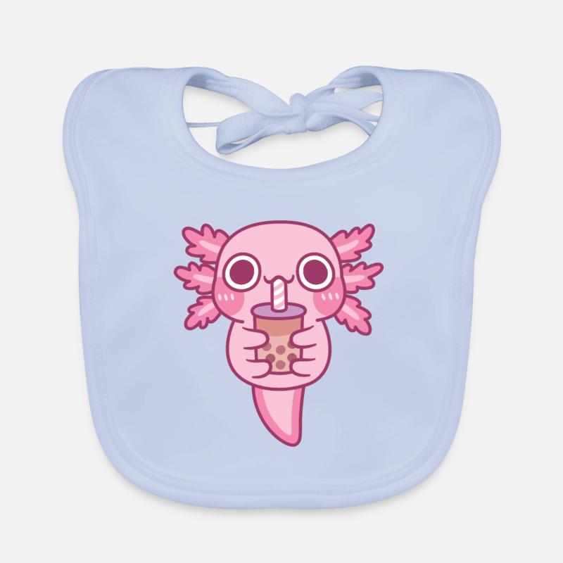 Mignon petit Axolotl buvant du thé à bulles Bavoir bio Bébé