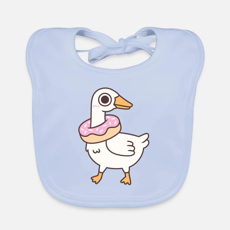 Oie mignonne et idiote avec un beignet autour du cou Bavoir bio Bébé