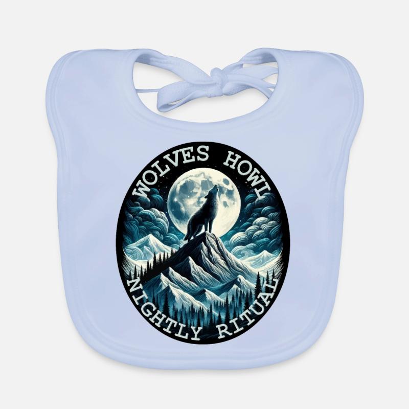 MOONLIT WOLF HOWL NIGHTLY RITUAL, WILDERNESS Organic Baby Bibs