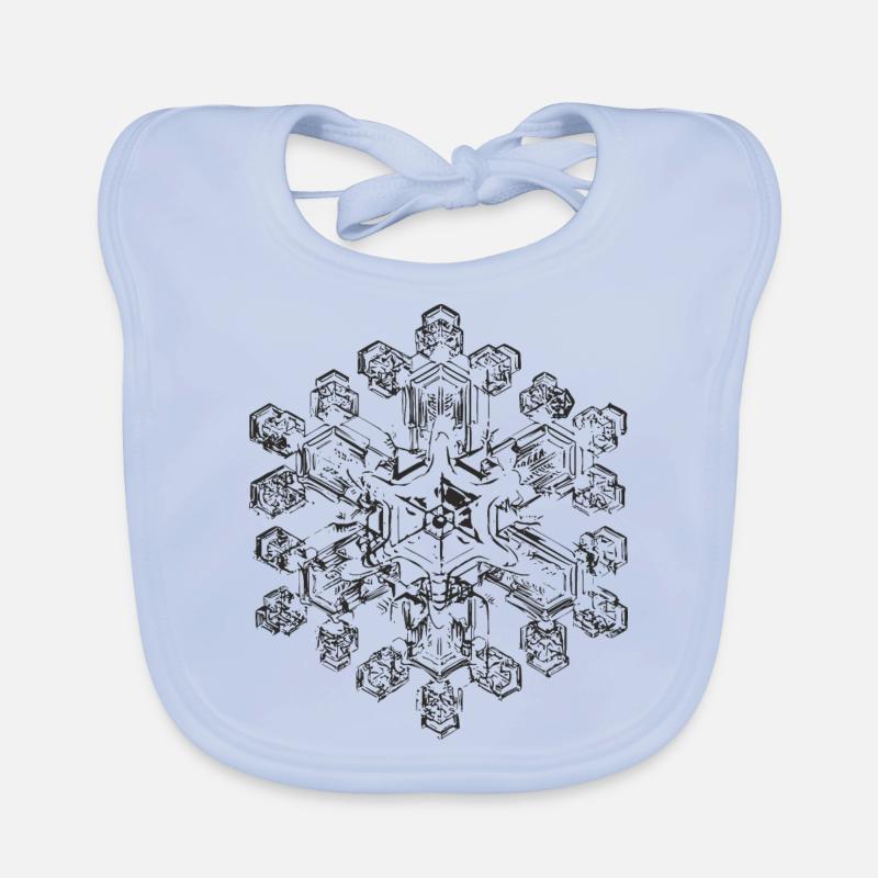 snowflake 9 black Baby Bio-Lätzchen