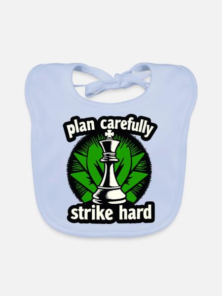 Schach plan carefully strike hard - Organic Baby Bibs - sky blue - Front