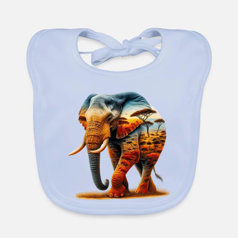 Elefant - Baby Bio-Lätzchen - sky Blue