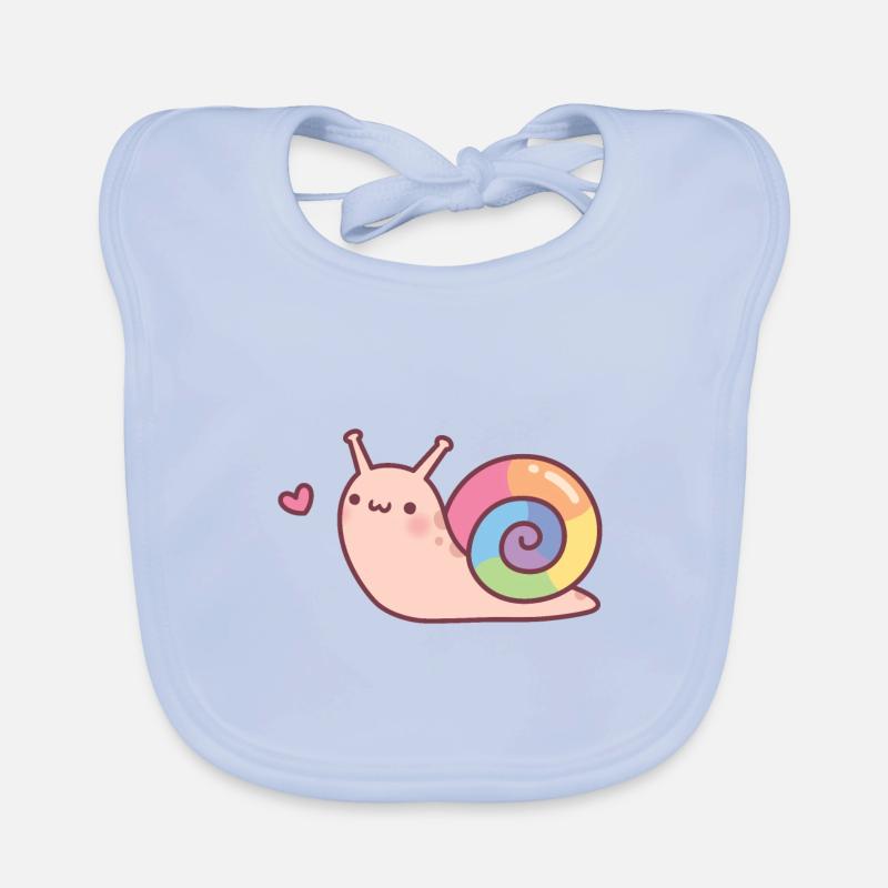 Cute Snail Rainbow Shell Doodle Organic Baby Bibs