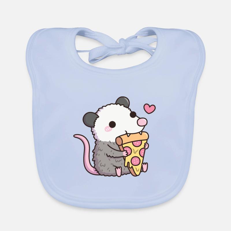 Opossum mignon mangeant une pizza Bavoir bio Bébé