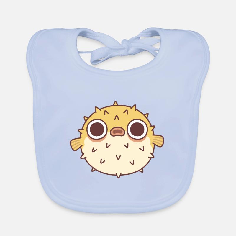 Cute Grumpy Puffer Fish Organic Baby Bibs