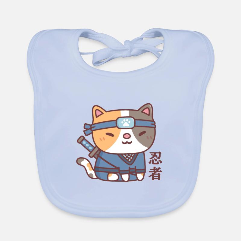 Chat Ninja mignon Doodle Bavoir bio Bébé