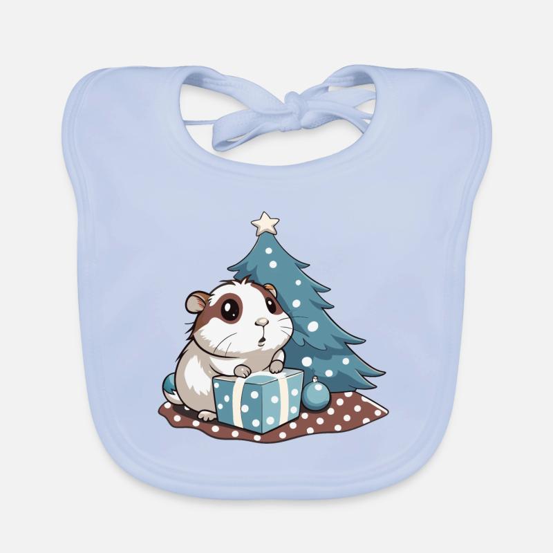 Cute guinea pig unwraps gift Organic Baby Bibs