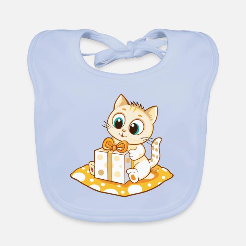 Cute cat unwrapping gift Organic Baby Bibs