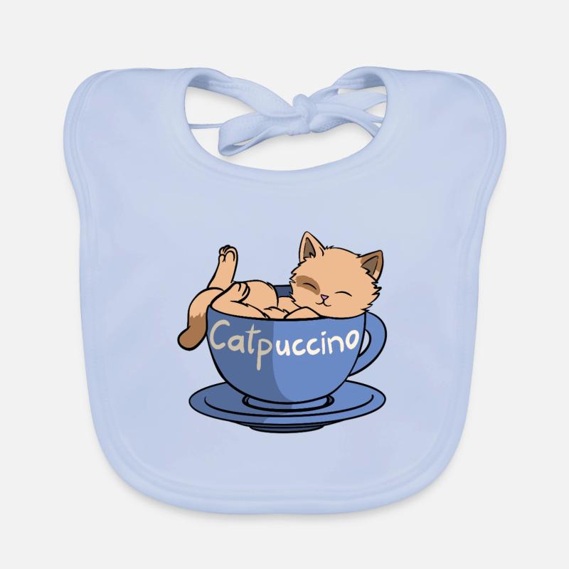 Catpuccino - Bavoir bio Bébé - bleu ciel