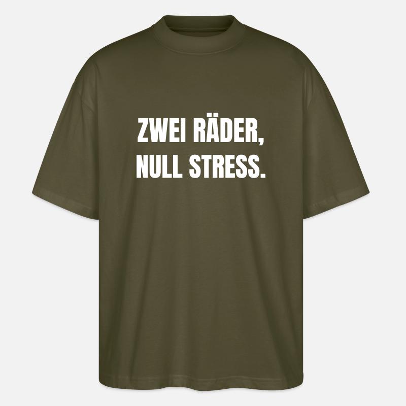 Two wheels, zero stress. - Stanley/Stella Oversized Unisex Organic T-shirt Blaster 2.0 - khaki