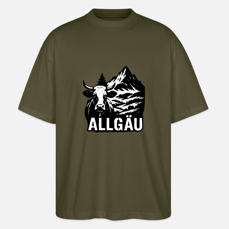 Allgauer Berge mit Kuh - Stanley/Stella Oversized Unisex Bio T-Shirt Blaster 2.0 - Khaki