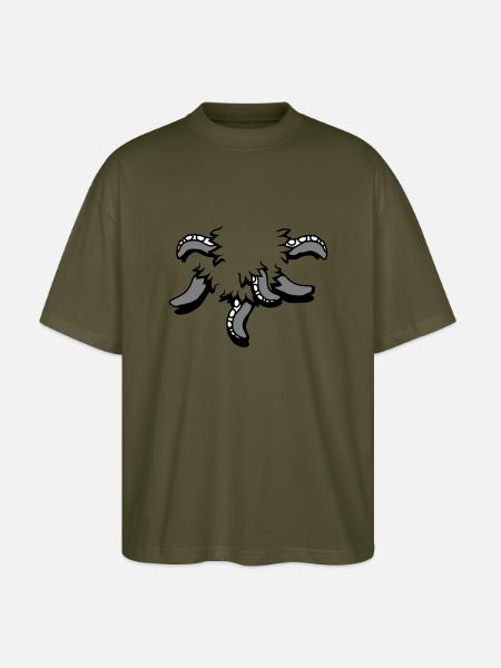 Tentakel, Octopus, Monster, Verscheurd Shirt, Alien - Stanley/Stella Uniseks oversized bio T-shirt Blaster 2.0 - kaki