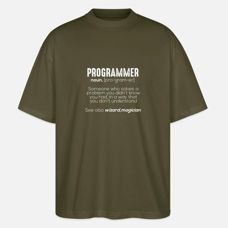 Funny Programmer Meaning - Stanley/Stella Oversized Unisex Bio T-Shirt Blaster 2.0 - Khaki