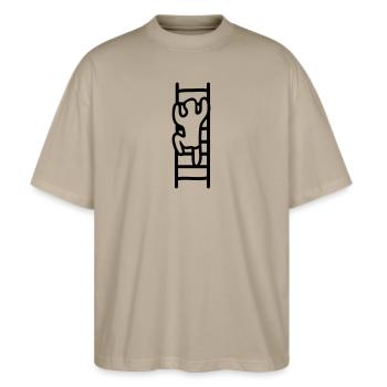 Leiter zum Erfolg - Line - Stanley/Stella Oversized Unisex Bio T-Shirt Blaster 2.0 - Steingrau - Vorne - Alina (178cm) & Michal (187cm)