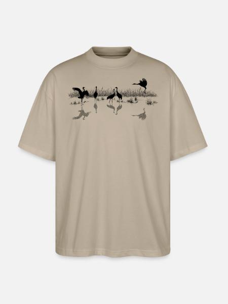 Kraniche im Wasser - Stanley/Stella Oversized Unisex Bio T-Shirt Blaster 2.0 - Steingrau