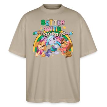 Paw Patrol Skye Everest & Liberty Süßes Design - Stanley/Stella Oversized Unisex Bio T-Shirt Blaster 2.0 - Steingrau - Vorne - Alina (178cm) & Michal (187cm)