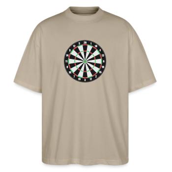 Dartscheibe Darts Datliebhaber Motiv Geschenkidee - Stanley/Stella Oversized Unisex Bio T-Shirt Blaster 2.0 - Steingrau - Vorne - Alina (178cm) & Michal (187cm)