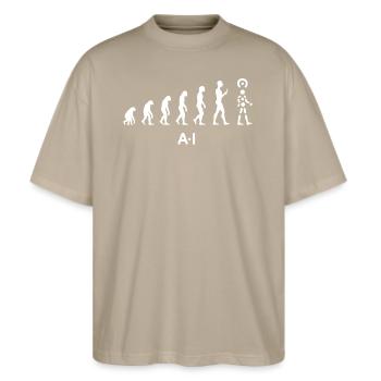 Evolution der KI – künstlichen Intelligenz - Stanley/Stella Oversized Unisex Bio T-Shirt Blaster 2.0 - Steingrau - Vorne - Alina (178cm) & Michal (187cm)