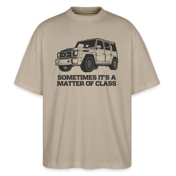 KLASSE G 4X4 - Stanley/Stella Oversized Unisex Bio T-Shirt Blaster 2.0 - Steingrau - Vorne - Alina (178cm) & Michal (187cm)