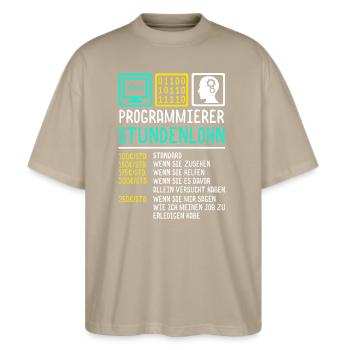 Programmierer - Stanley/Stella Oversized Unisex Bio T-Shirt Blaster 2.0 - Steingrau - Vorne - Alina (178cm) & Michal (187cm)