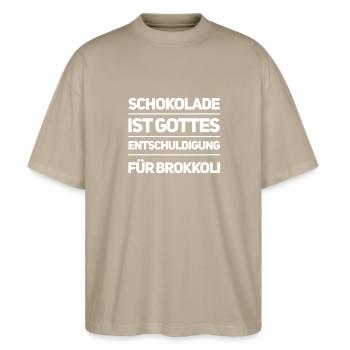 der Schöpfer und Humor - Stanley/Stella Oversized Unisex Bio T-Shirt Blaster 2.0 - Steingrau - Vorne - Alina (178cm) & Michal (187cm)